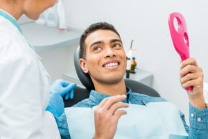Man sitting on dentist's chair